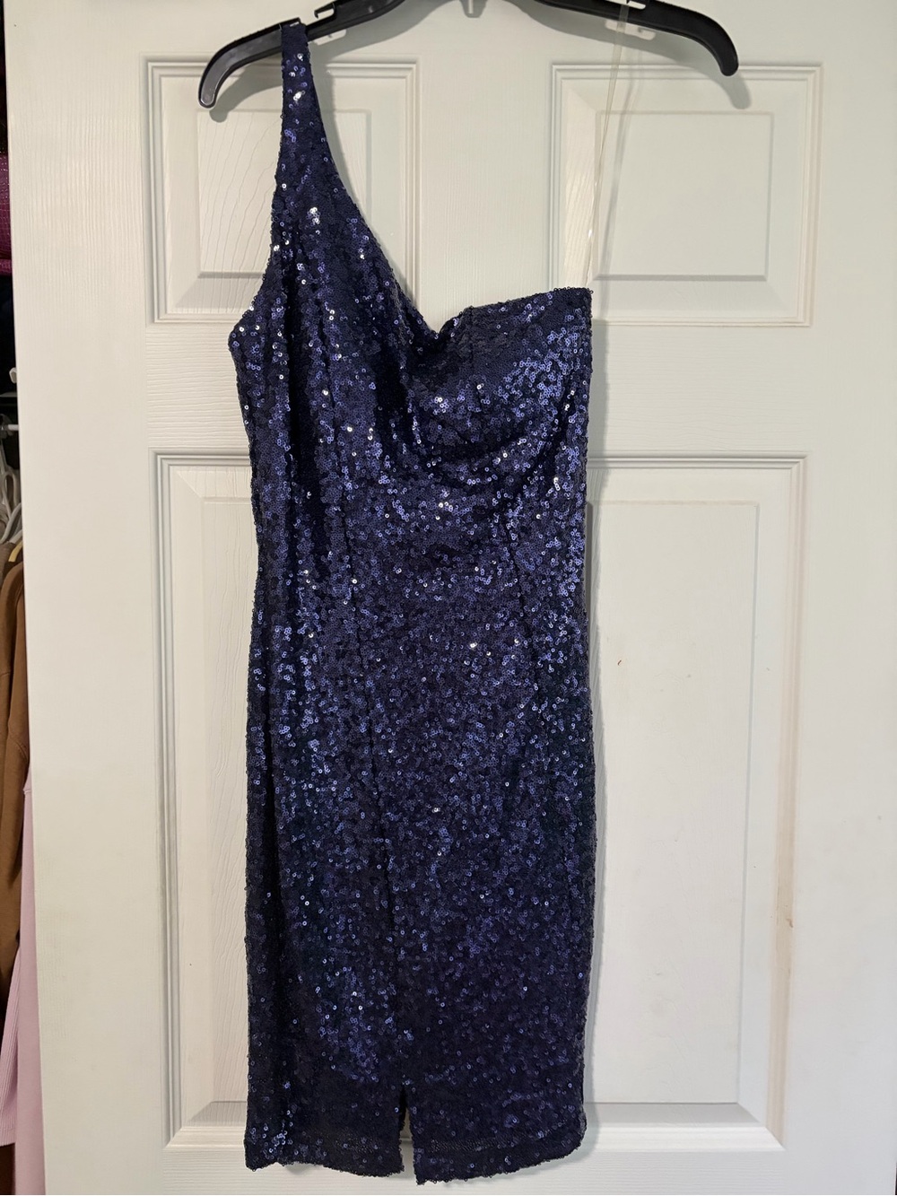 Honey and Rosie One-Shoulder Navy Sequin Dress